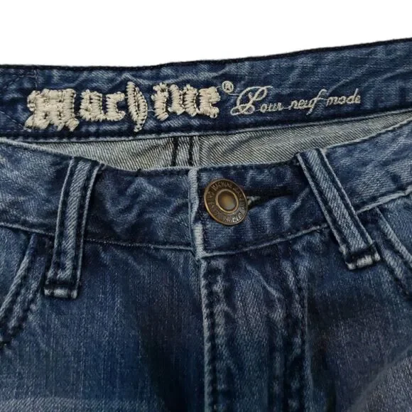 Machine Jean Shorts Size 27 Blue Denim Shorts Cut Offs Distressed Destro… - Picture 4 of 6